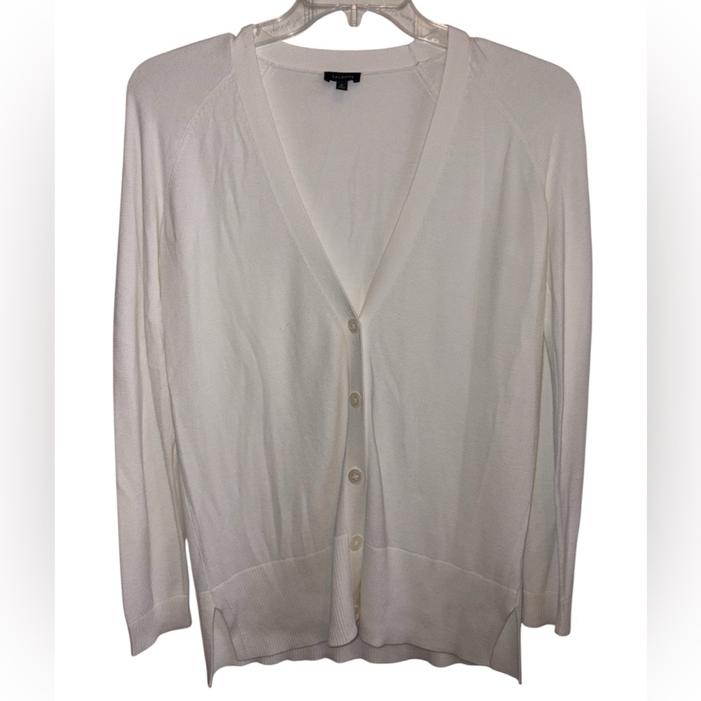 ❤️ Talbots White Cardigan Sweater Lightweight Knit